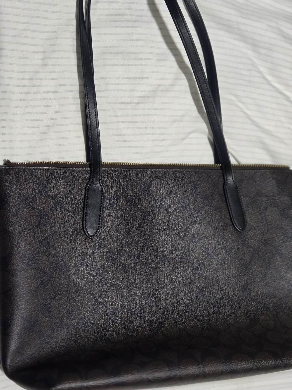 Coach Signature Brown Tote Bag with Black Straps - Picture 6 of 14